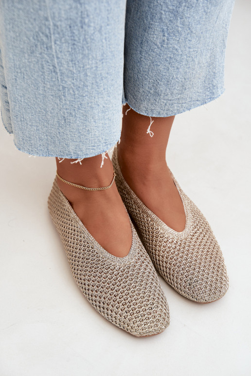 Ballerinas mit Mustern und Netz in Goldfarbe Calmore