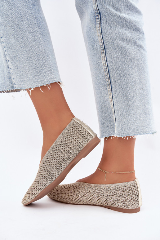 Ballerinas mit Mustern und Netz in Goldfarbe Calmore