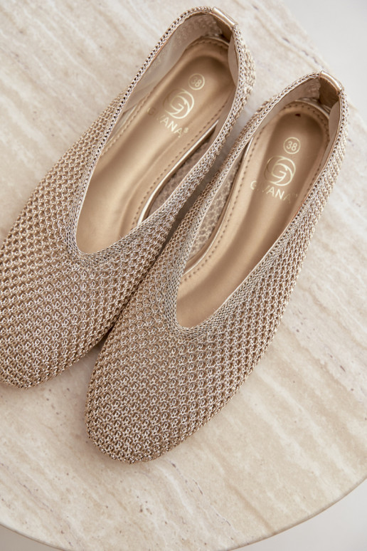 Ballerinas mit Mustern und Netz in Goldfarbe Calmore