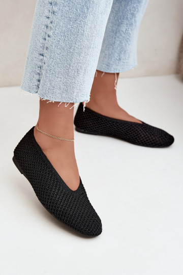Ballerinas mit Mustern und Netz in schwarzer Farbe Calmore
