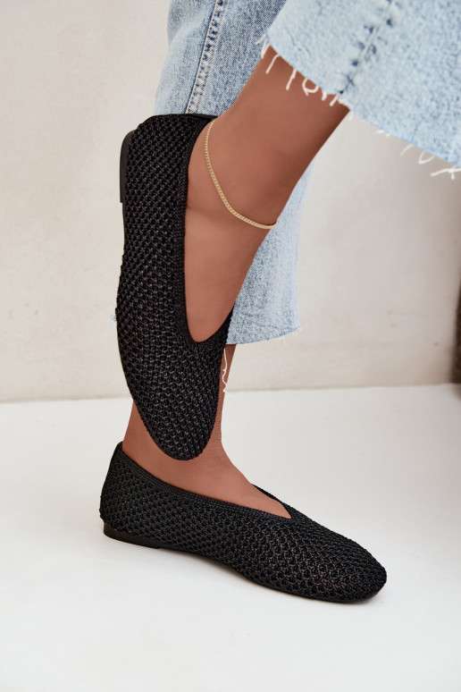 Ballerinas mit Mustern und Netz in schwarzer Farbe Calmore