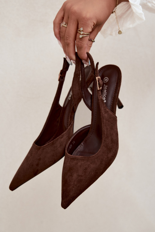 Czekolado Cassy Kunstveloursleder Sandalen mit dünnen Absätzen