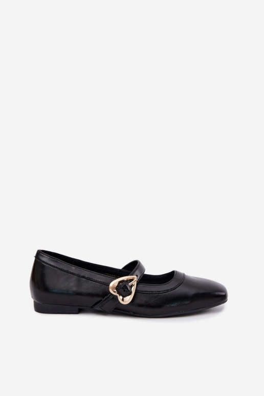 Ballerinas mit Schnallen und Herzen in Schwarz Relsa