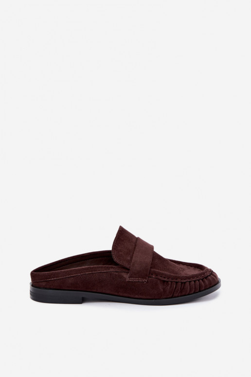Damen-Mokassins mit offenem Absatz in braun Parella