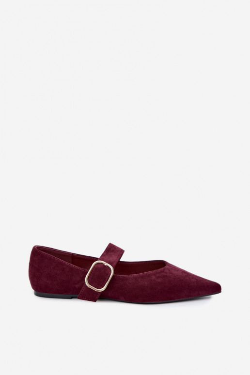 Damen-Ballerinas mit Riemen und Schnallen in bordeaux Melby