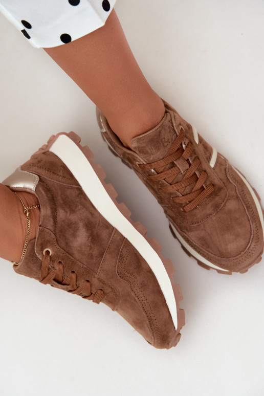 Sneaker aus Kunstveloursleder D&A LR62-7101 in braun