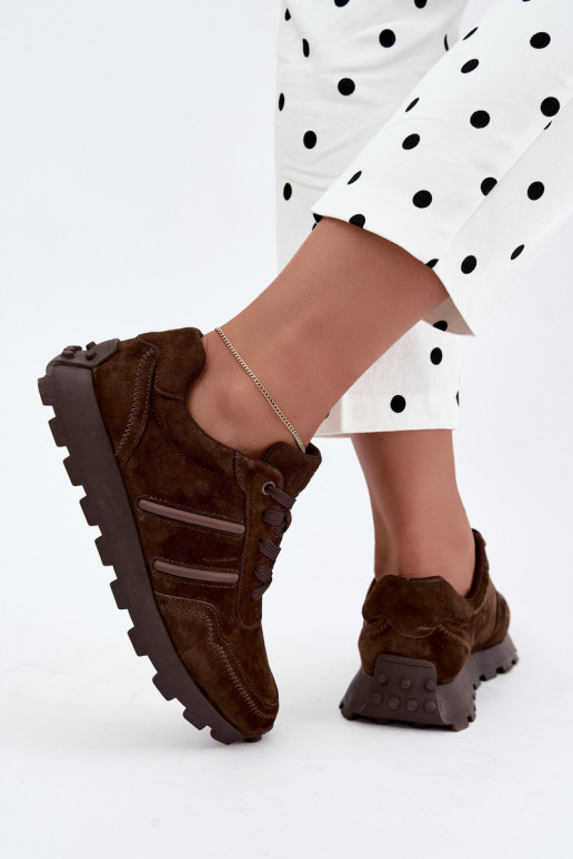 Sneaker aus Kunstveloursleder D&A LR62-7101 in braun