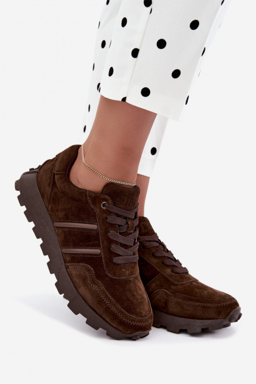 Sneaker aus Kunstveloursleder D&A LR62-7101 in braun