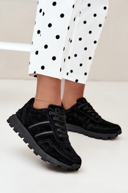 Sneaker aus Kunstveloursleder D&A LR62-7101 in schwarz