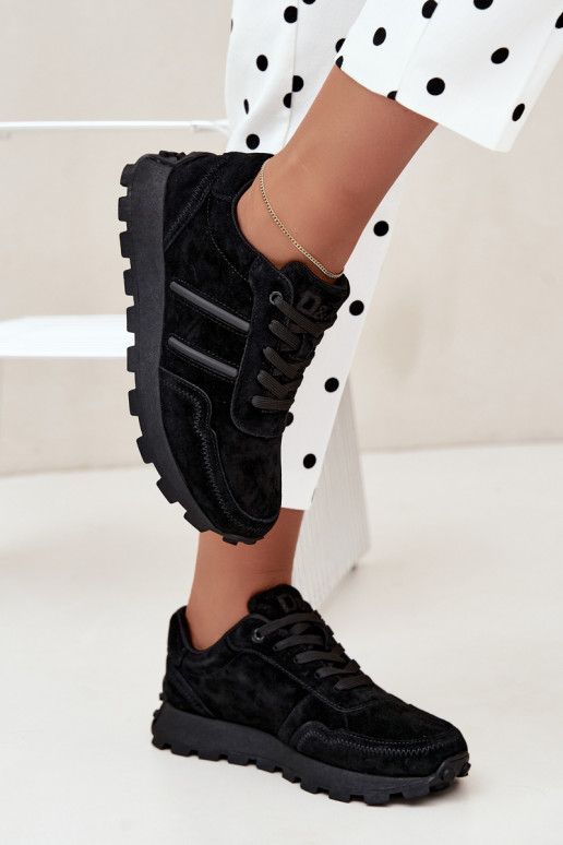 Sneaker aus Kunstveloursleder D&A LR62-7101 in schwarz