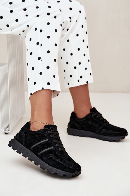 Sneaker aus Kunstveloursleder D&A LR62-7101 in schwarz