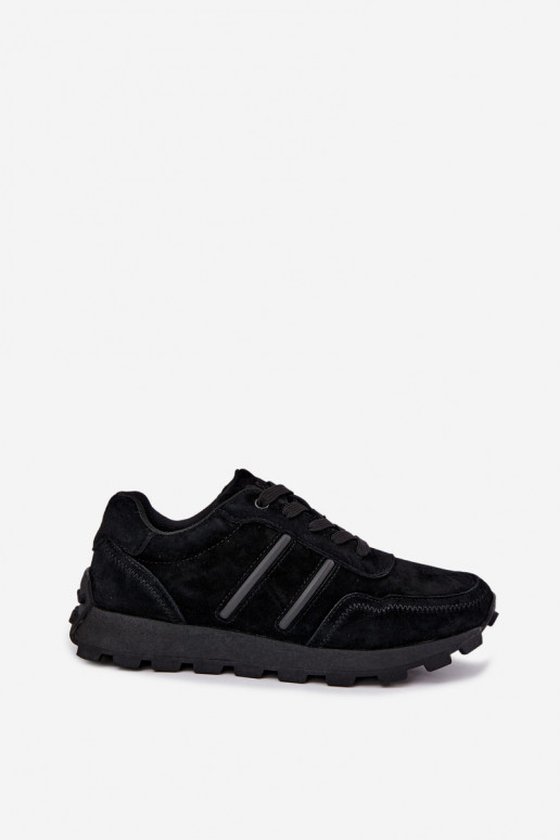 Sneaker aus Kunstveloursleder D&A LR62-7101 in schwarz