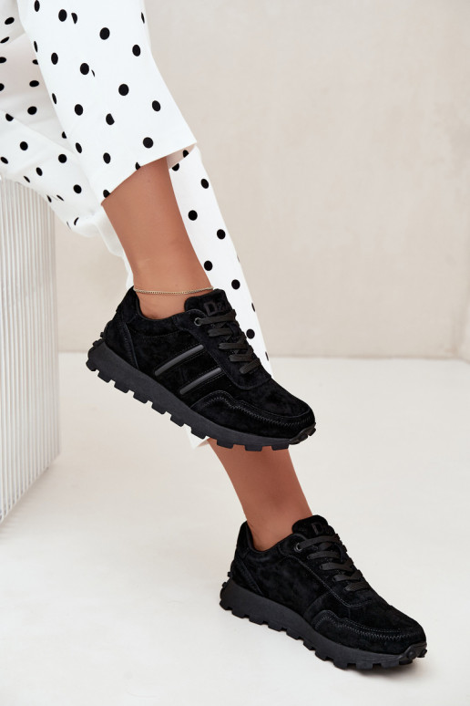 Sneaker aus Kunstveloursleder D&A LR62-7101 in schwarz