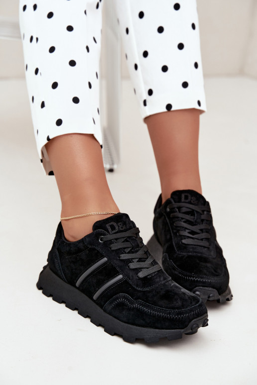 Sneaker aus Kunstveloursleder D&A LR62-7101 in schwarz