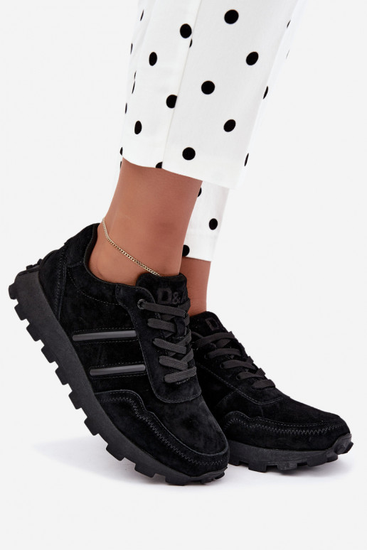 Sneaker aus Kunstveloursleder D&A LR62-7101 in schwarz