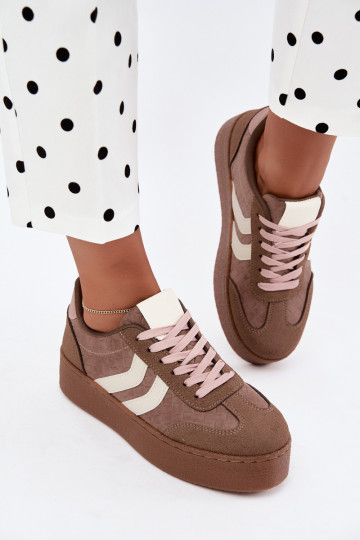 Khaki Sneakers mit Plattform und Riemen Kaya