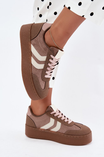 Khaki Sneakers mit Plattform und Riemen Kaya 2