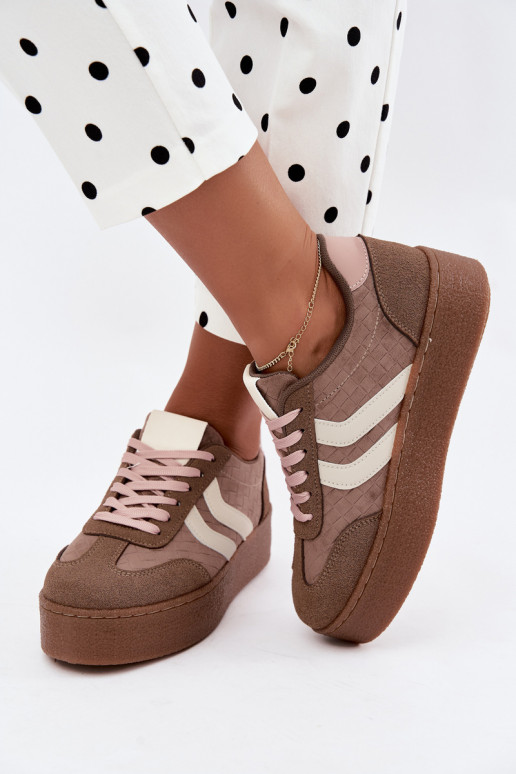 Khaki Sneakers mit Plattform und Riemen Kaya