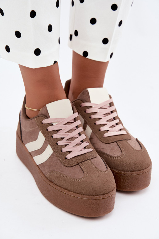 Khaki Sneakers mit Plattform und Riemen Kaya