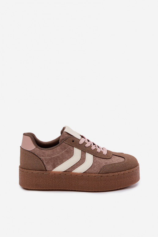 Khaki Sneakers mit Plattform und Riemen Kaya