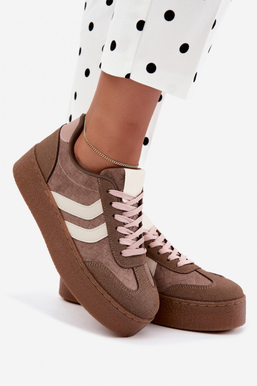 Khaki Sneakers mit Plattform und Riemen Kaya