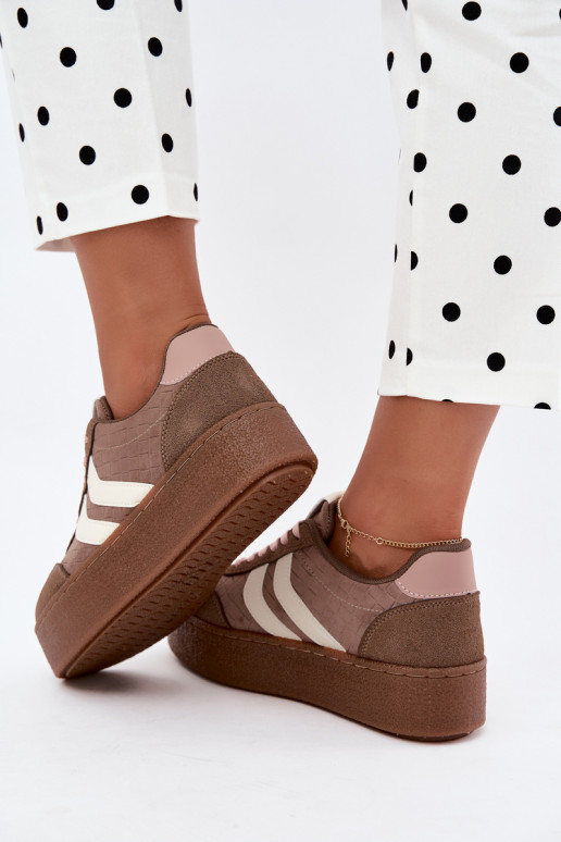 Khaki Sneakers mit Plattform und Riemen Kaya