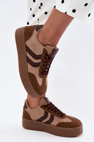 Braune Sneakers mit Plattform und Riemen Kaya