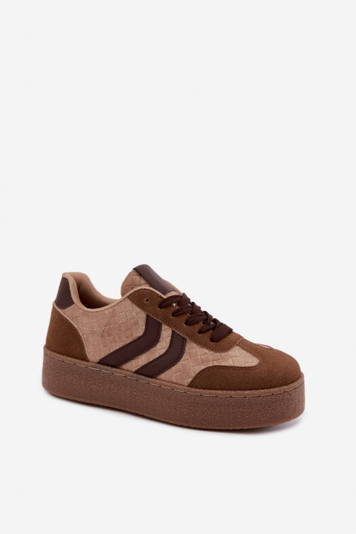 Braune Sneakers mit Plattform und Riemen Kaya