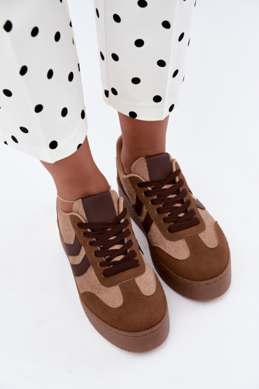 Braune Sneakers mit Plattform und Riemen Kaya