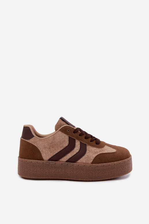 Braune Sneakers mit Plattform und Riemen Kaya