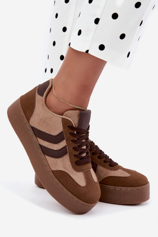Braune Sneakers mit Plattform und Riemen Kaya