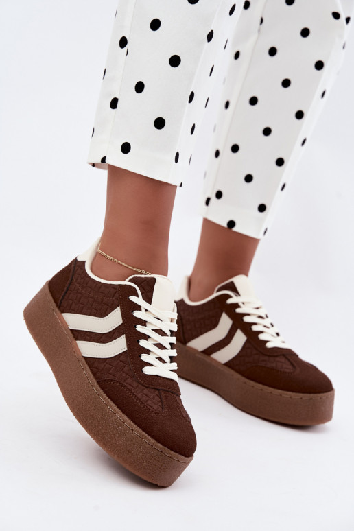 Braune Sneakers mit Plattform und Riemen Kaya