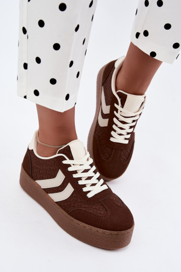 Braune Sneakers mit Plattform und Riemen Kaya 2