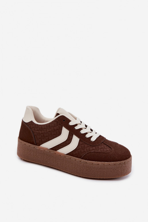 Braune Sneakers mit Plattform und Riemen Kaya