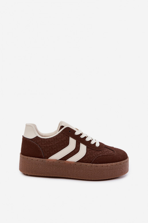 Braune Sneakers mit Plattform und Riemen Kaya