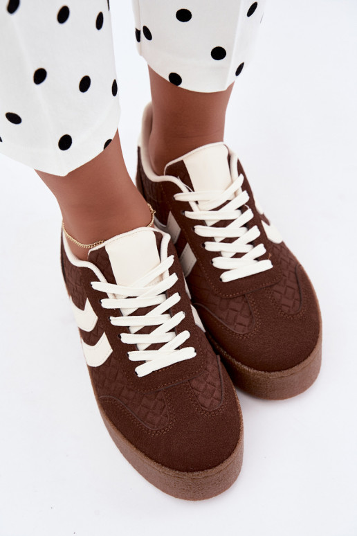 Braune Sneakers mit Plattform und Riemen Kaya