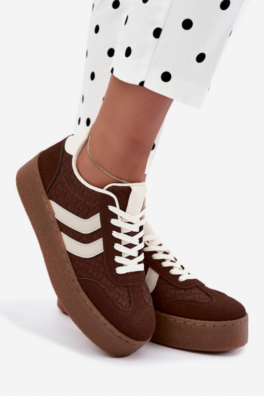 Braune Sneakers mit Plattform und Riemen Kaya