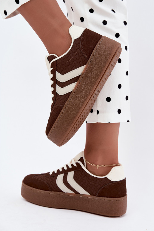 Braune Sneakers mit Plattform und Riemen Kaya