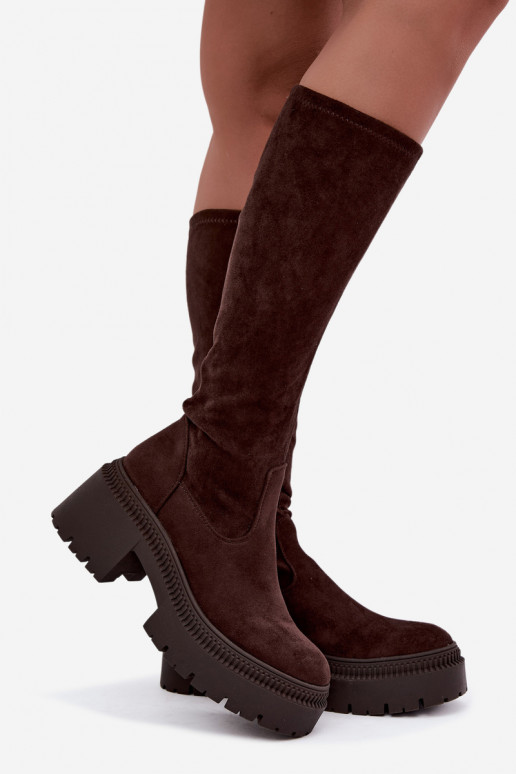 Damen kniehohe Stiefel mit Plateau Florinne