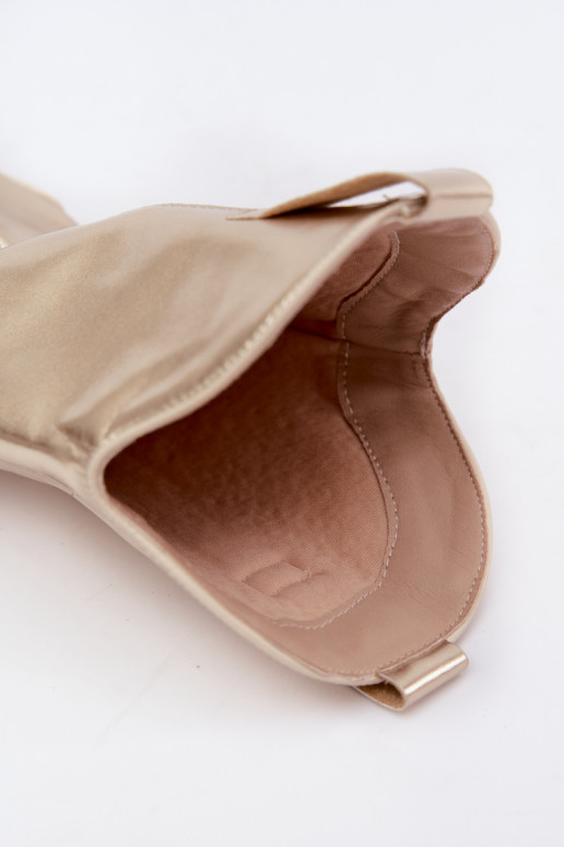 kniehohe Stiefel im Cowboy-Stil mit Absatz in goldener Farbe