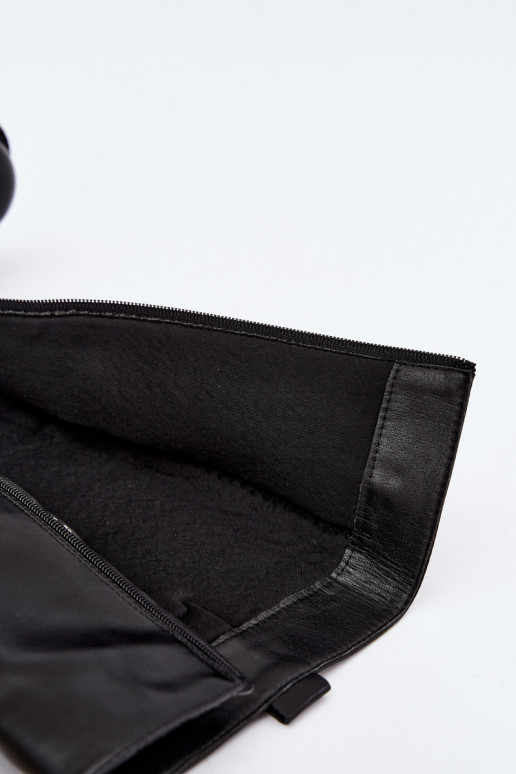 Damen kniehohe Stiefel mit dekorativen Details in schwarzer Farbe Rileta