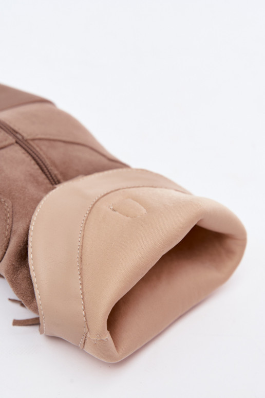 Cowboy-Stil Damen Stiefeletten mit Fransen und Verzierungen in Sandfarbe Perlia