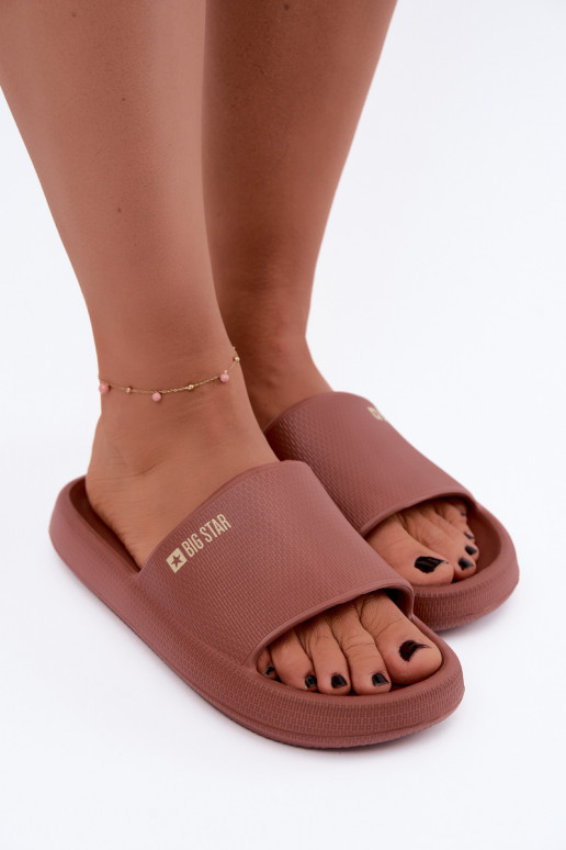 Damen leichte Hausschuhe Big Star UU274088 in brauner Farbe