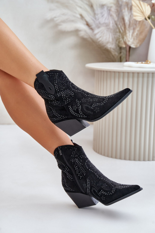 Dekorierte Cowboy-Stiefeletten in Schwarz Kaivina
