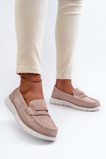 Wildleder Mokassins auf Plattform Sergio Leone SP012 beige 2