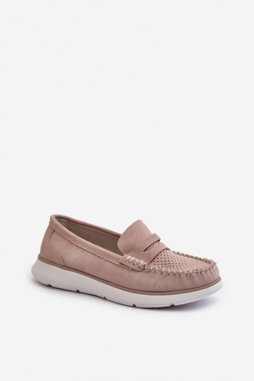 Wildleder Mokassins auf Plattform Sergio Leone SP012 beige