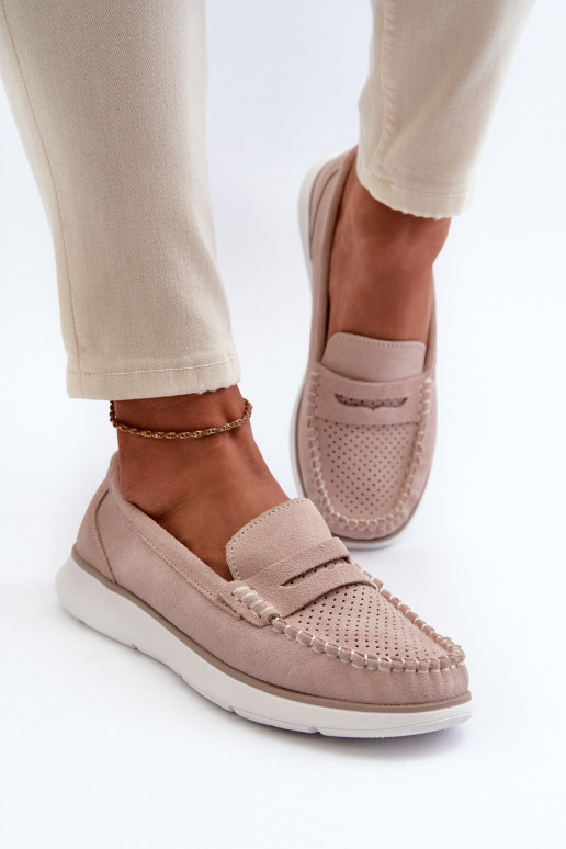 Wildleder Mokassins auf Plattform Sergio Leone SP012 beige
