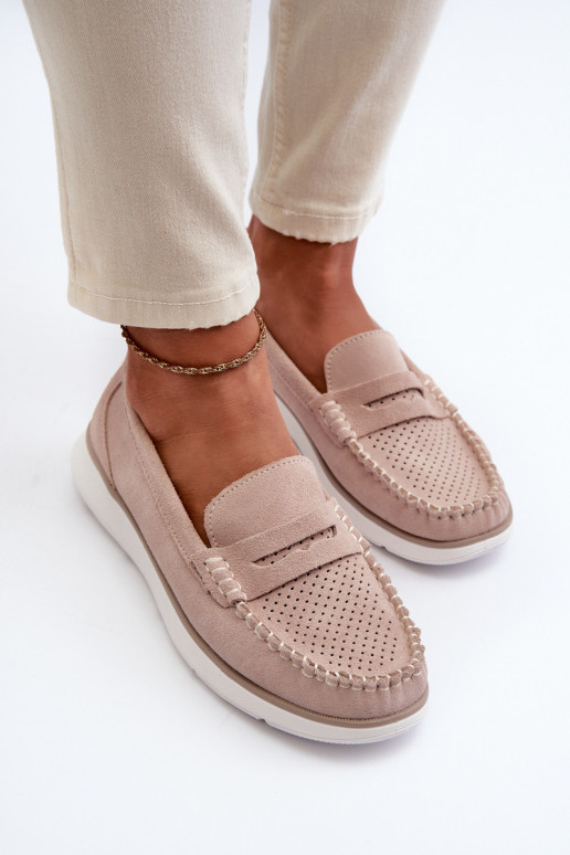 Wildleder Mokassins auf Plattform Sergio Leone SP012 beige
