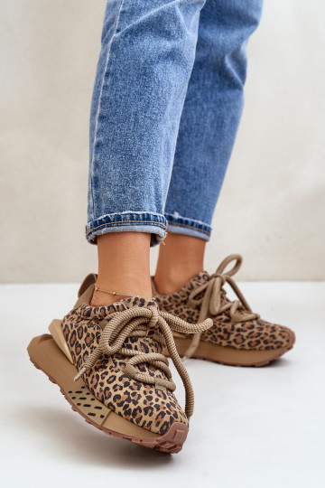 Wildleder Damen Sneakers mit Plattform und Leopardenmuster Artiker 55C0135 braun 2