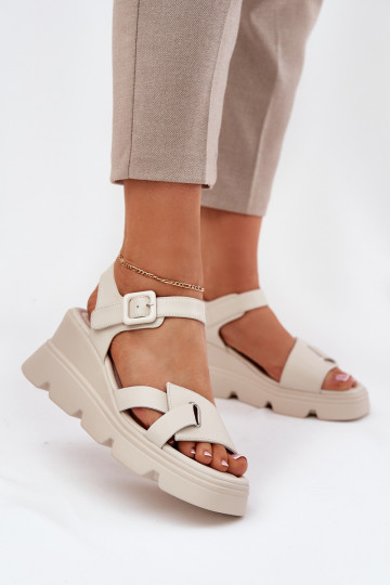 Damen Sandalen auf Plattform Artiker 54C1624 beige 2